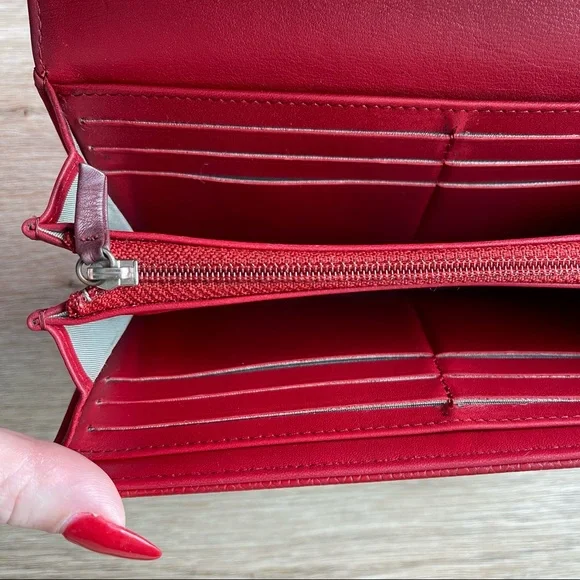 Chanel Red Caviar Leather Timeless CC Large Gusset Long Flap Wallet - Picture 15 of 17